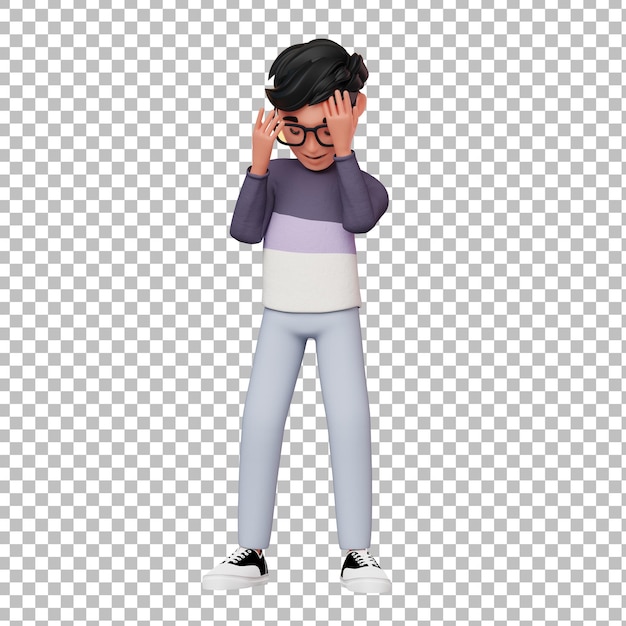 PSD personagem masculino 3d preocupado