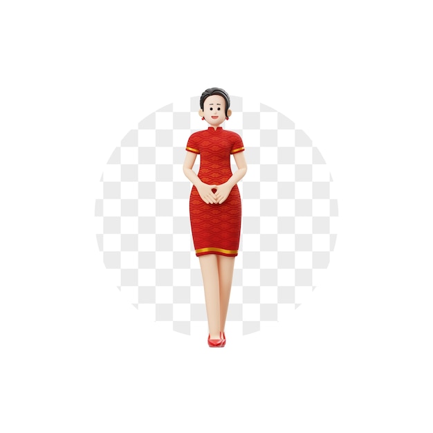 PSD personagem mulher do ano novo chinês modelo 3d