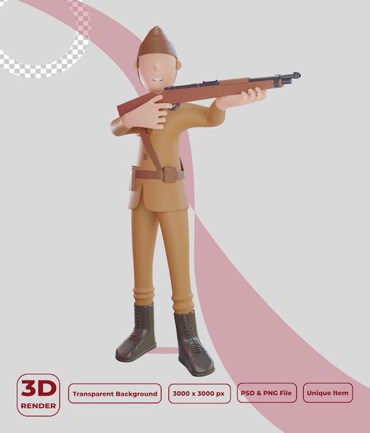 Personagem patriota 3d apontar o alvo