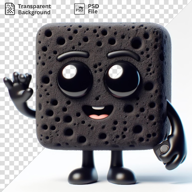 Personagem poderoso 3d único com uma textura de esponja preta