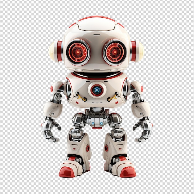 Personagem robô bonito em 3d isolado em fundo transparente png