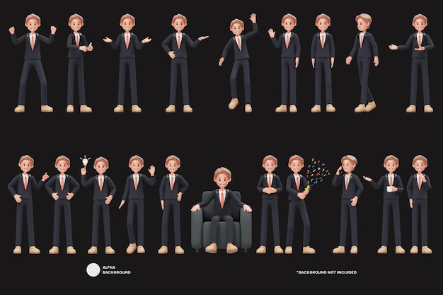 Personagens 3D do Homem de Carreira