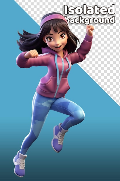 PSD personagens de desenhos animados 3d de instrutor de fitness personagem animado de fundo isolado