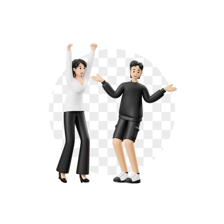 PSD personaggio 3d che celebra in una danza gioiosa