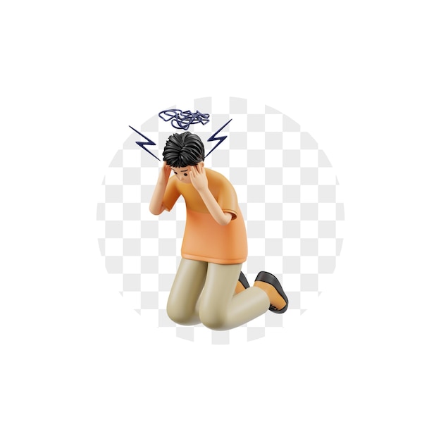 Personaggio 3D Salute mentale Uomo che subisce stress