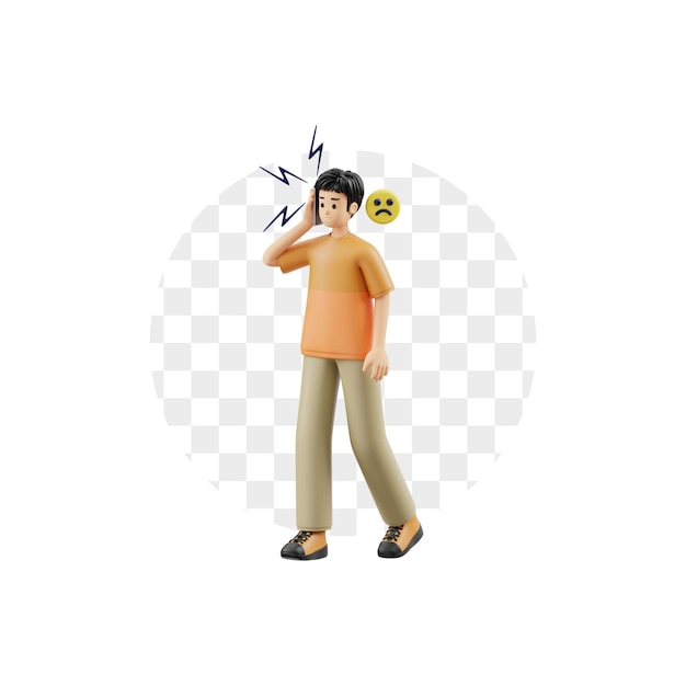 Personaggio 3D Salute mentale Uomo Stress e ansia