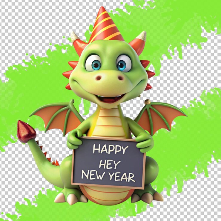 PSD personaggio del drago 3d con un segno di nuovo anno