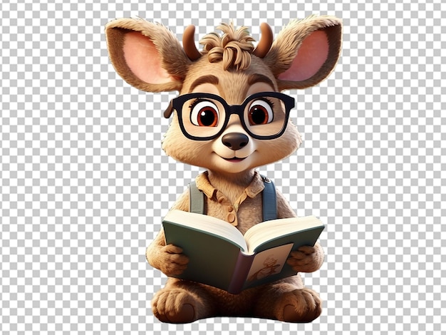 personaggio di animale della foresta libro di lettura o studio