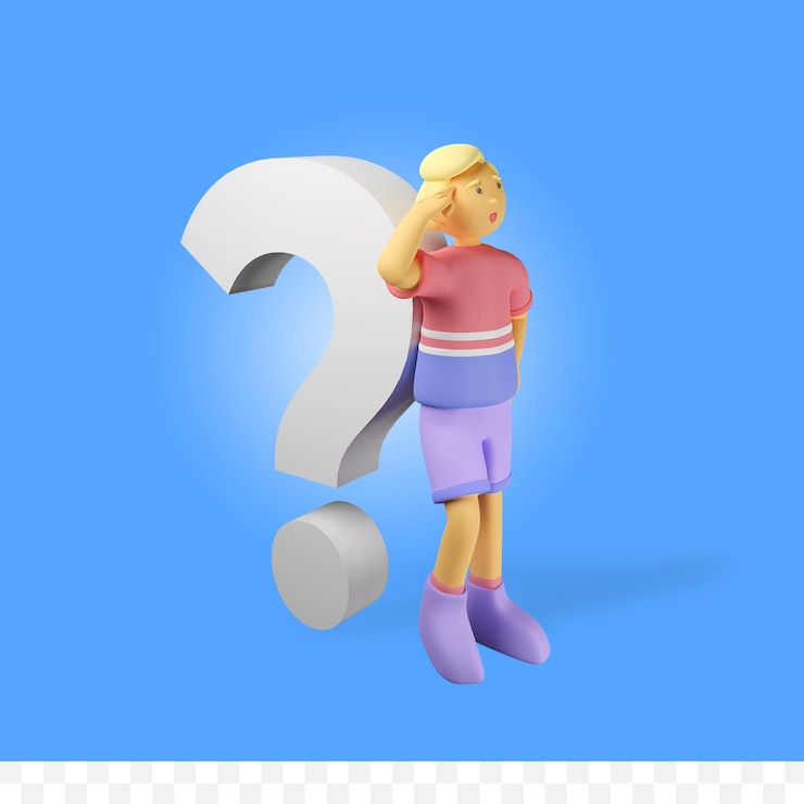PSD personaggio di rendering 3d con domanda