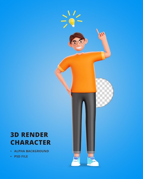 Personaggio maschile 3D che ha idea