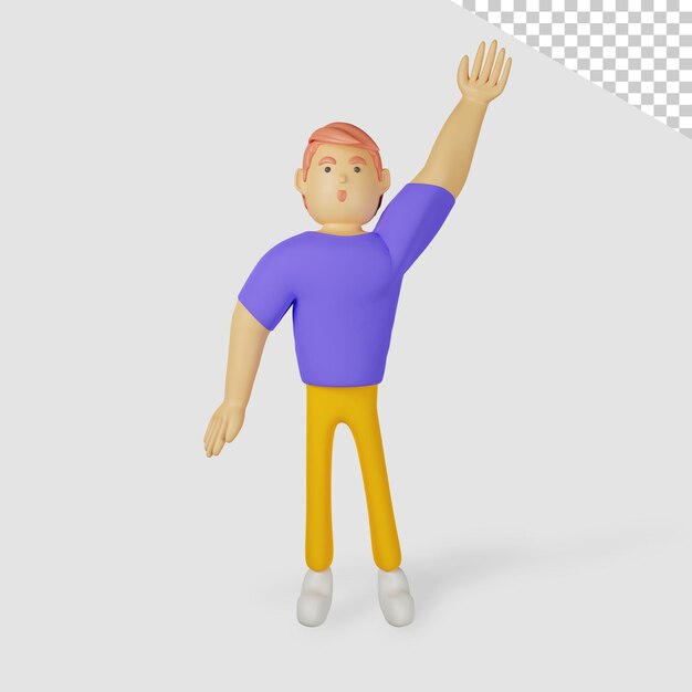 Personaggio maschile 3D che ondeggia