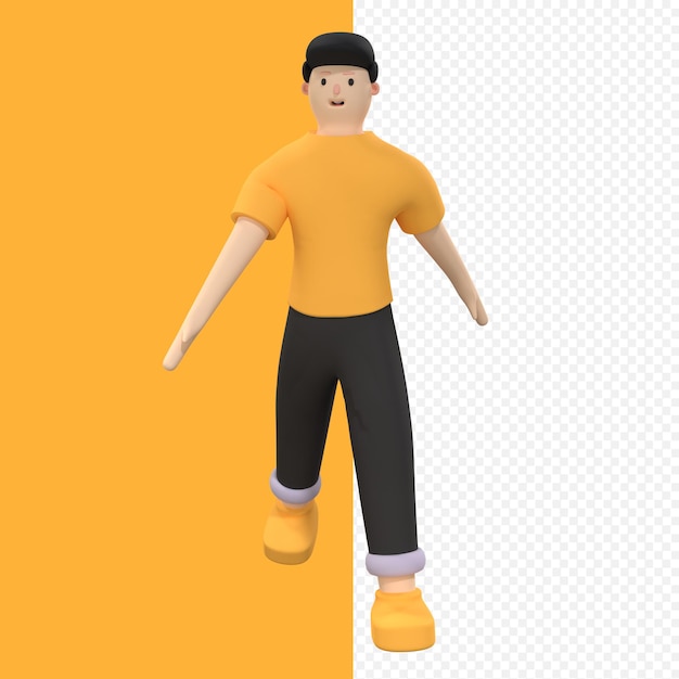 Personaggio maschile 3d con posa ambulante