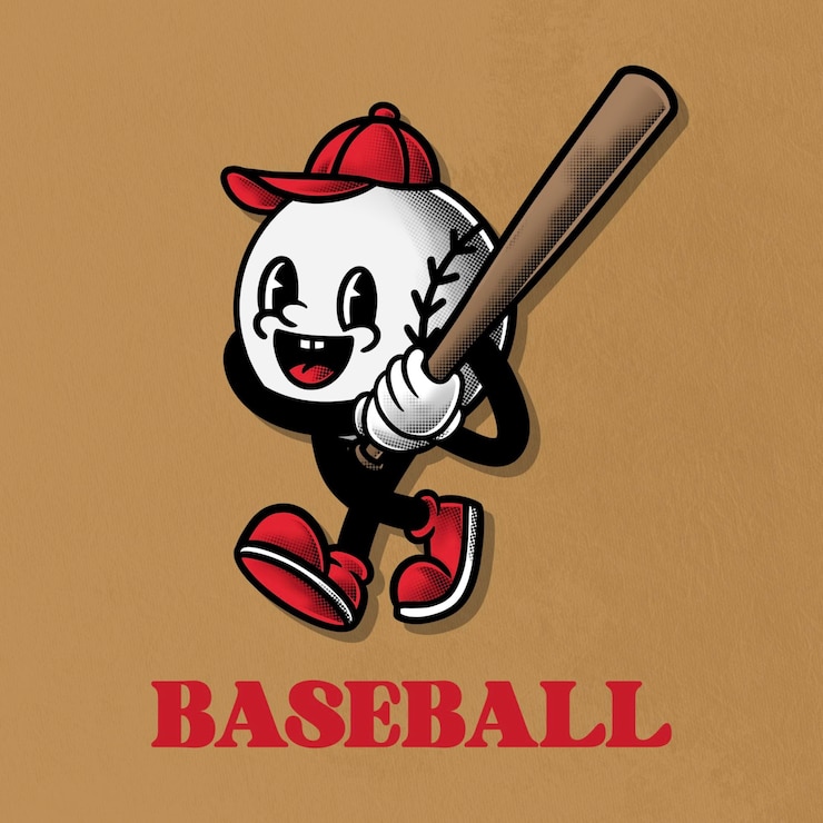 PSD personaggio mascotte di baseball retrò vintage