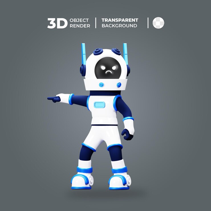 PSD personaggio robot 3d arrabbiato
