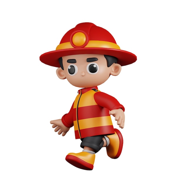 Personaje 3d bombero corriendo pose