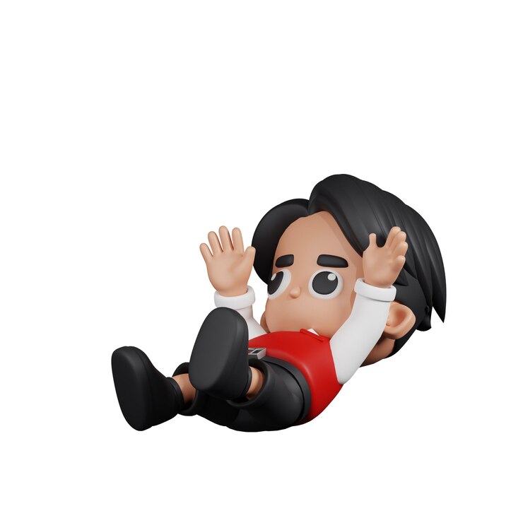PSD personaje 3d camarera cayendo pose
