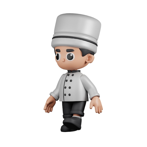 Personaje 3d Chef Caminando Pose