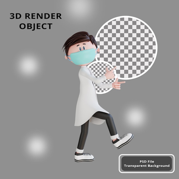 Personaje 3d doctor pose divertida objeto de ilustración
