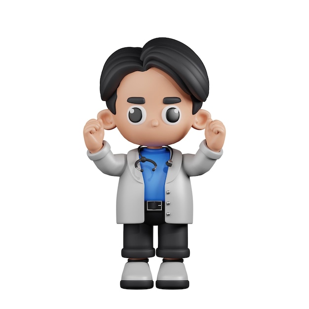 Personaje 3D Doctor Pose Emocionada