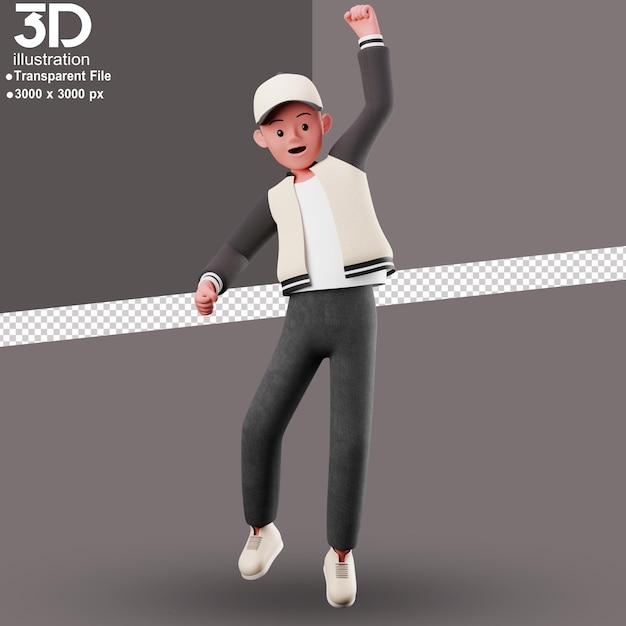 Personaje 3D Felicidades 3D Render Ilustración sobre fondo aislado Estilo PNG