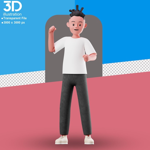 PSD personaje 3d felicidades ilustración 3d sobre fondo aislado png