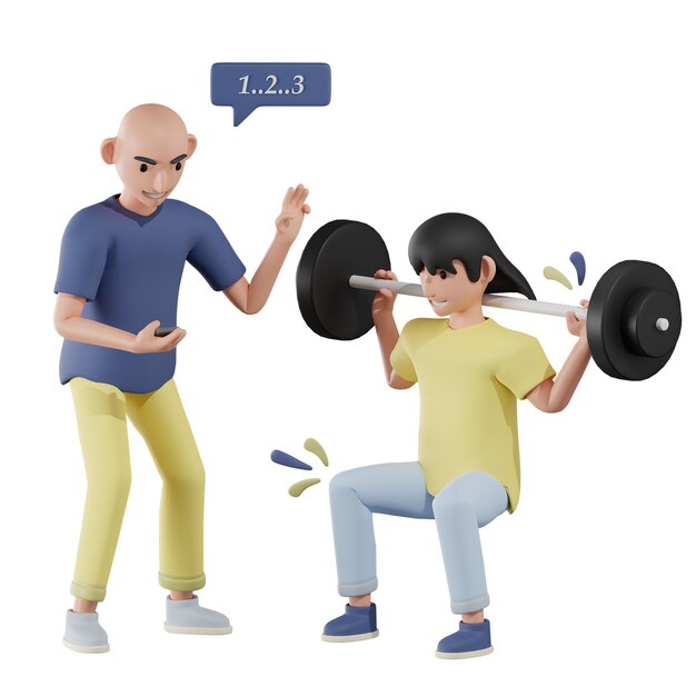 PSD personaje 3d en fitness