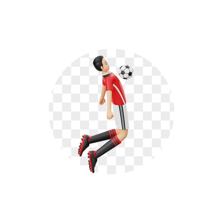 PSD personaje 3d jugador de fútbol masculino manejando la pelota con el pecho
