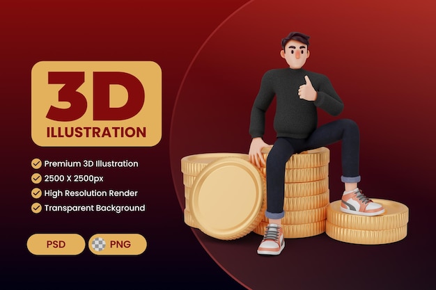 PSD personaje 3d masculino único