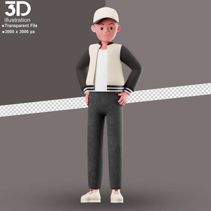 PSD personaje 3d de pie 3d render ilustración sobre fondo aislado estilo png