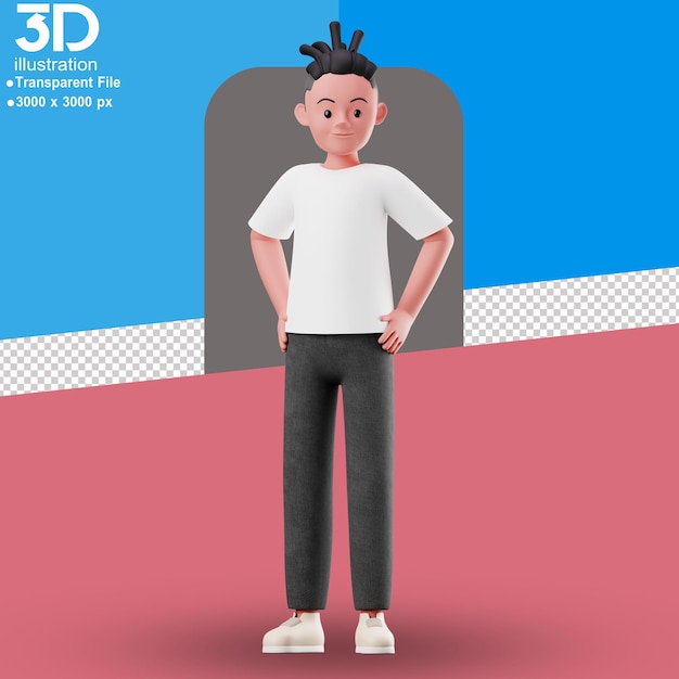 PSD personaje 3d de pie ilustración 3d sobre fondo aislado png