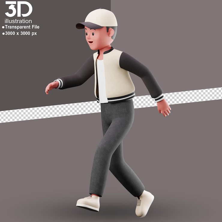 PSD personaje 3d running3d render ilustración sobre fondo aislado estilo png