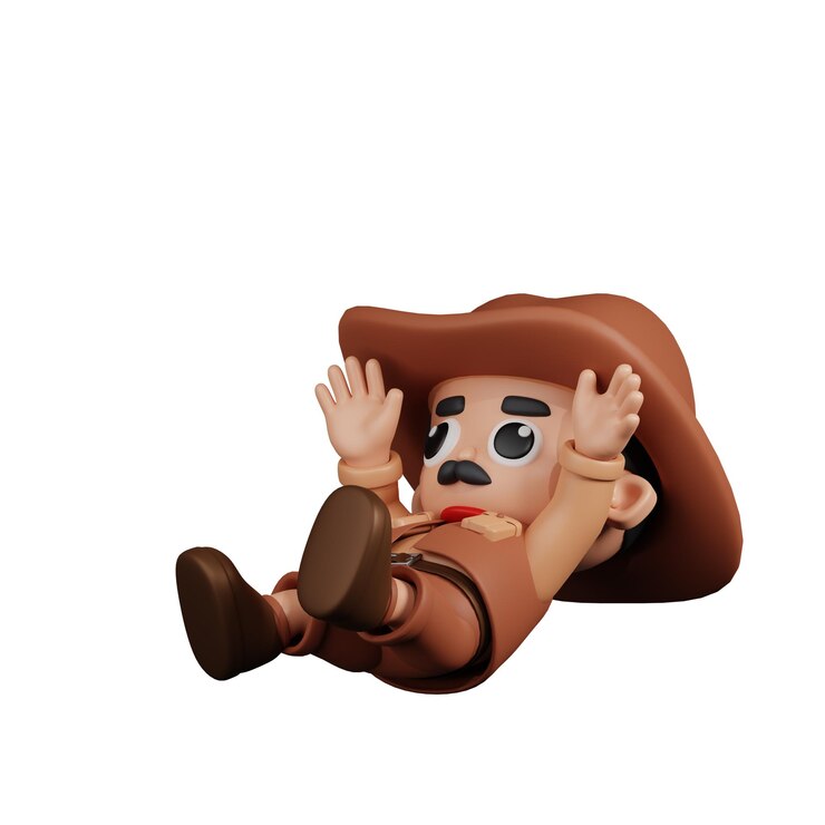 PSD personaje 3d vaquero cayendo pose