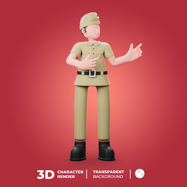 Personaje 3D veterano indonesio