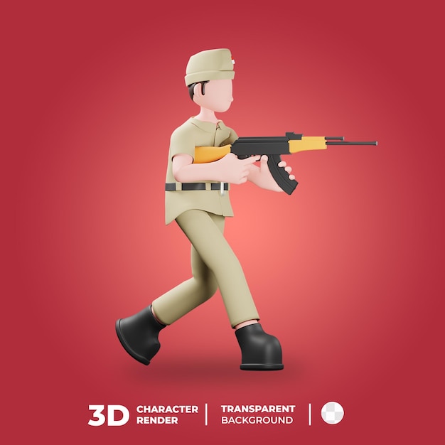 Personaje 3d veterano indonesio