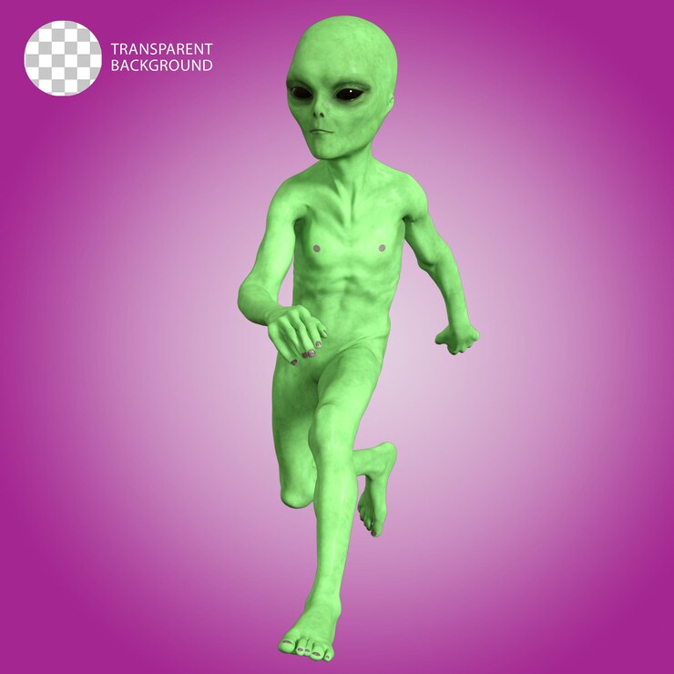 PSD personaje alienígena con pose aislada ilustración renderizada en 3d