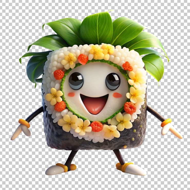 PSD el personaje de aloha sushi roll 3d