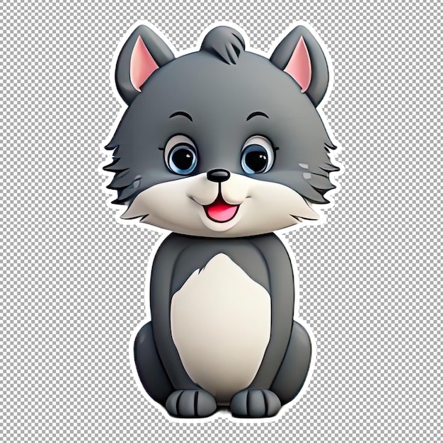 PSD personaje animal de gato lindo de dibujos animados con color minimalista para pegatinas o imágenes prediseñadas