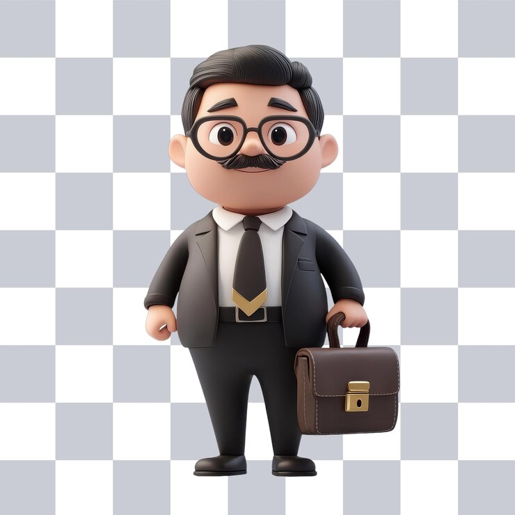 PSD personaje de banquero 3d para proyectos financieros fondo transparente