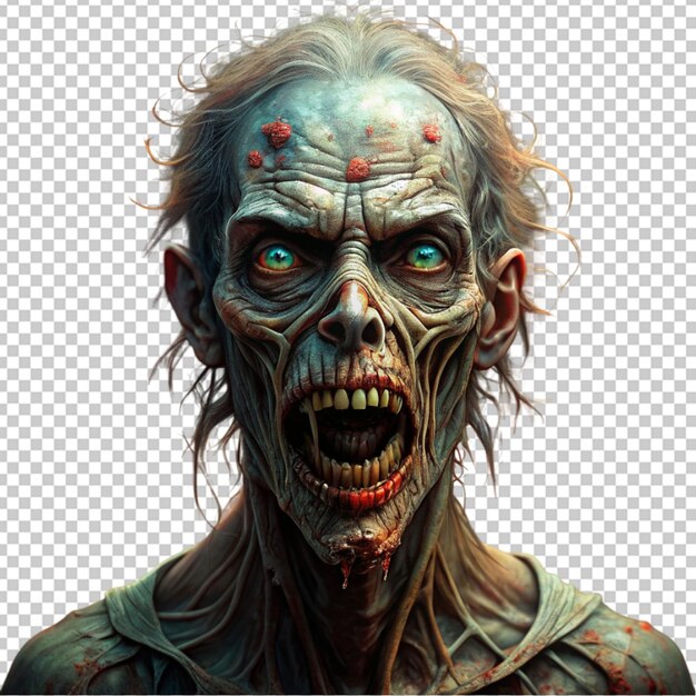 PSD personaje de cara de zombie aterrador