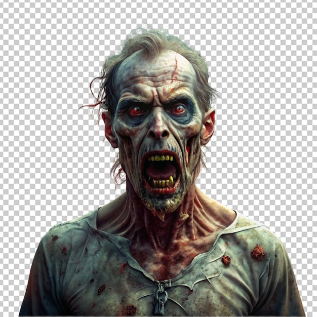 Personaje de cara de zombie aterrador