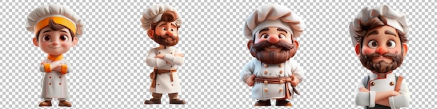 El personaje del chef cocinando con un fondo transparente