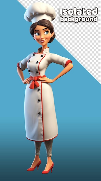 PSD personaje de chef femenina de dibujos animados en 3d