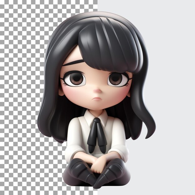 PSD personaje de chica triste emocional en 3d