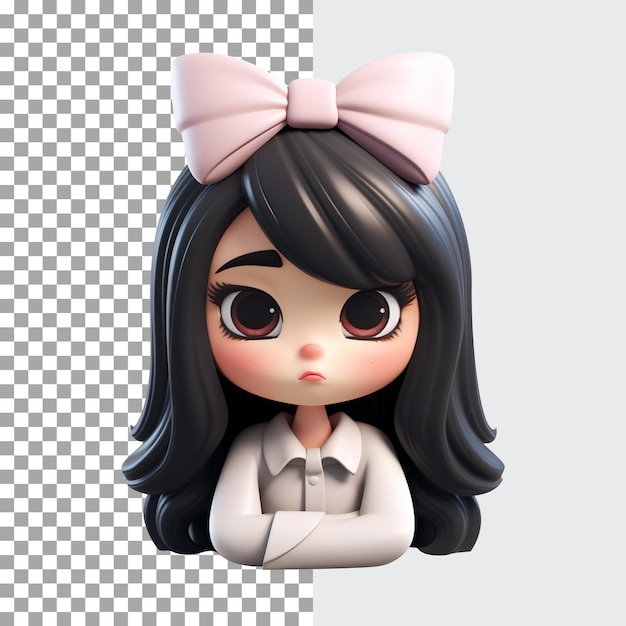 PSD personaje de chica triste emocional en 3d