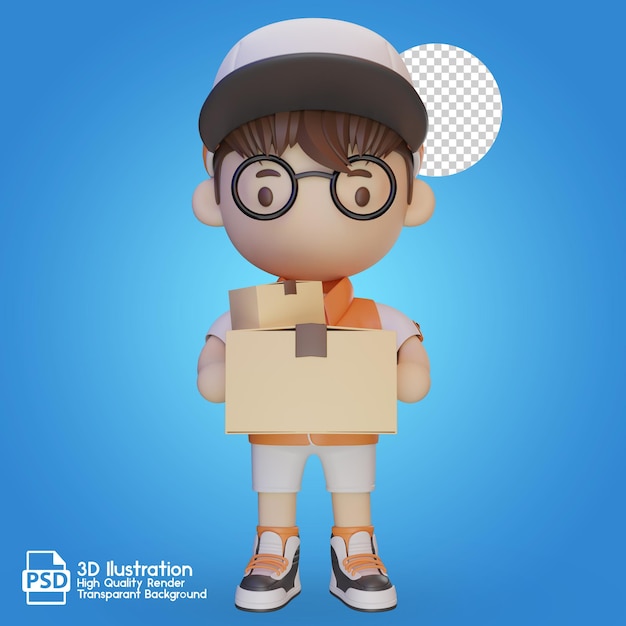 Un personaje de chico 3d con una caja.