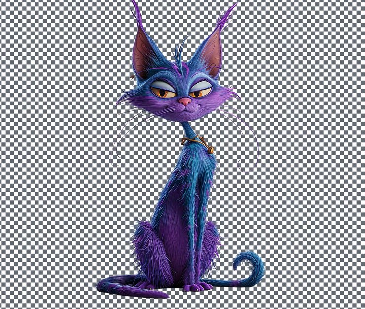 PSD el personaje de cute cat yzma the emperors new groove aislado sobre un fondo transparente