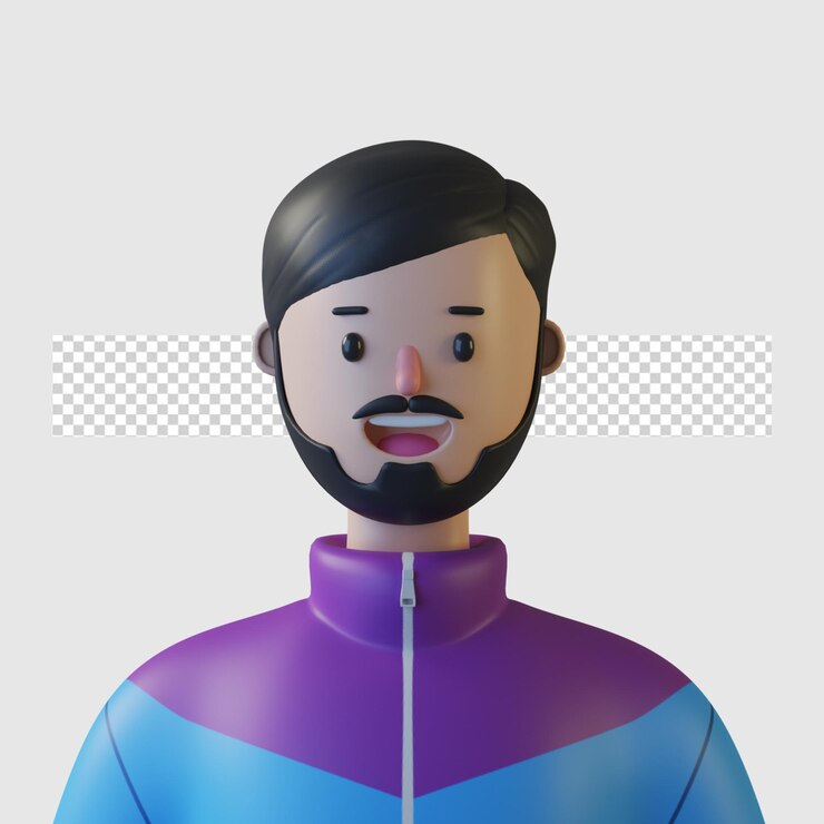 PSD personaje de dibujos animados 3d aislado en representación 3d