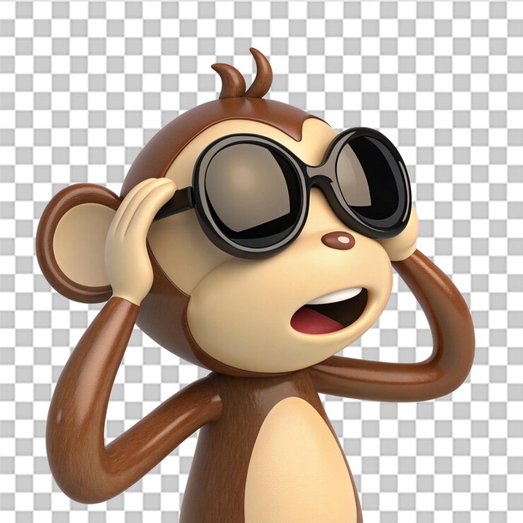 PSD un personaje de dibujos animados en 3d ajustando gafas de sol