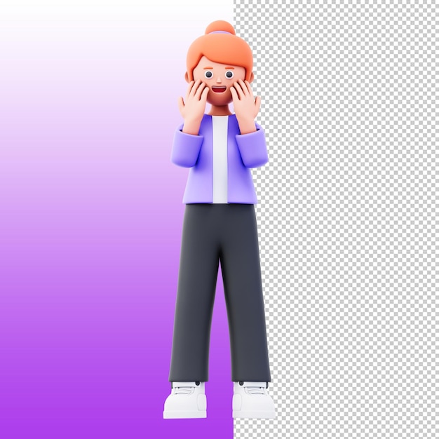 Personaje de dibujos animados en 3D expresando sorpresa