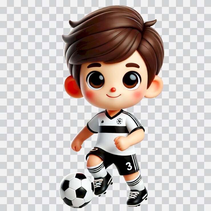 PSD un personaje de dibujos animados 3d de un jugador de fútbol aislado en un fondo transparente